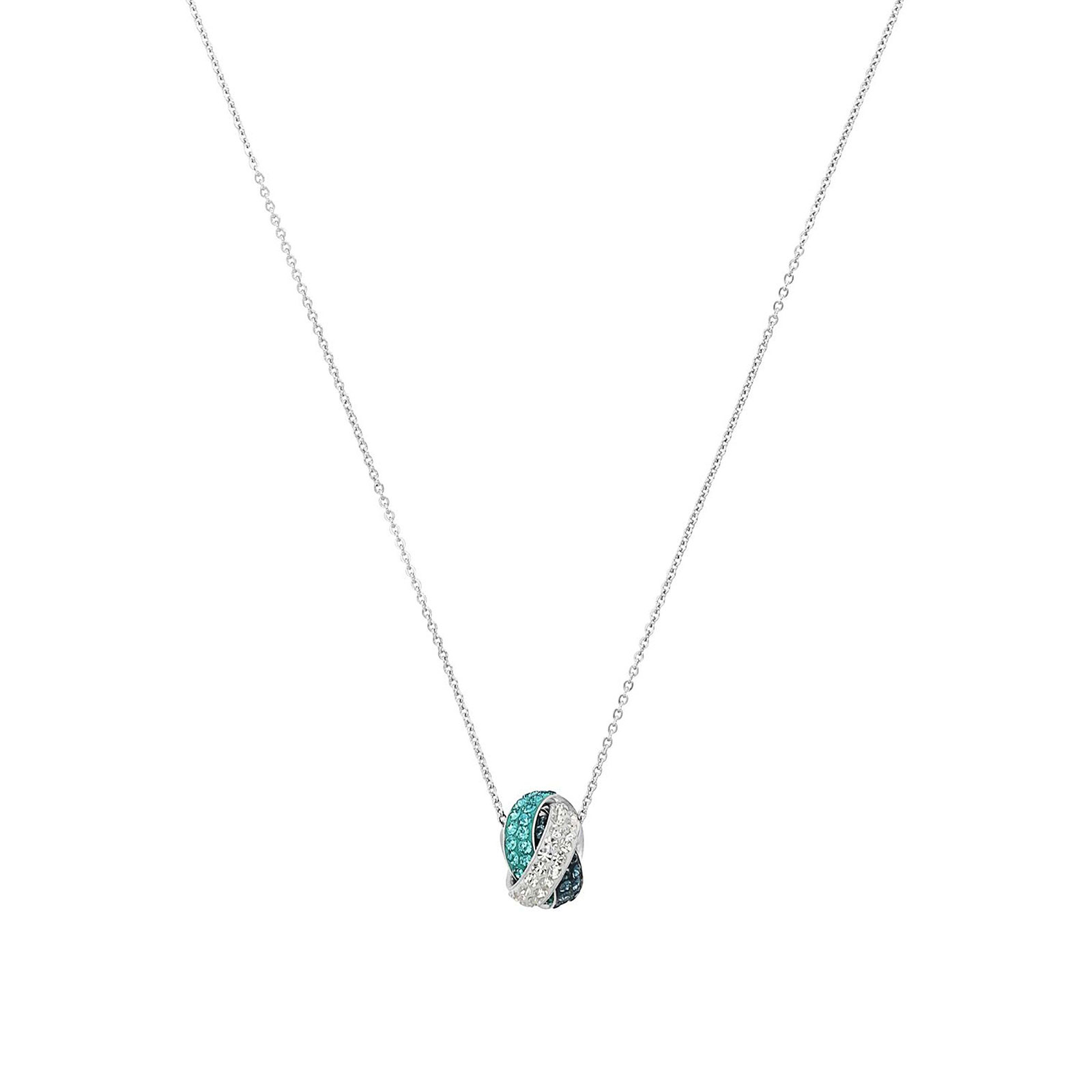 Silverhalsband, halsband och örhängen med vita stenar - 45 cm