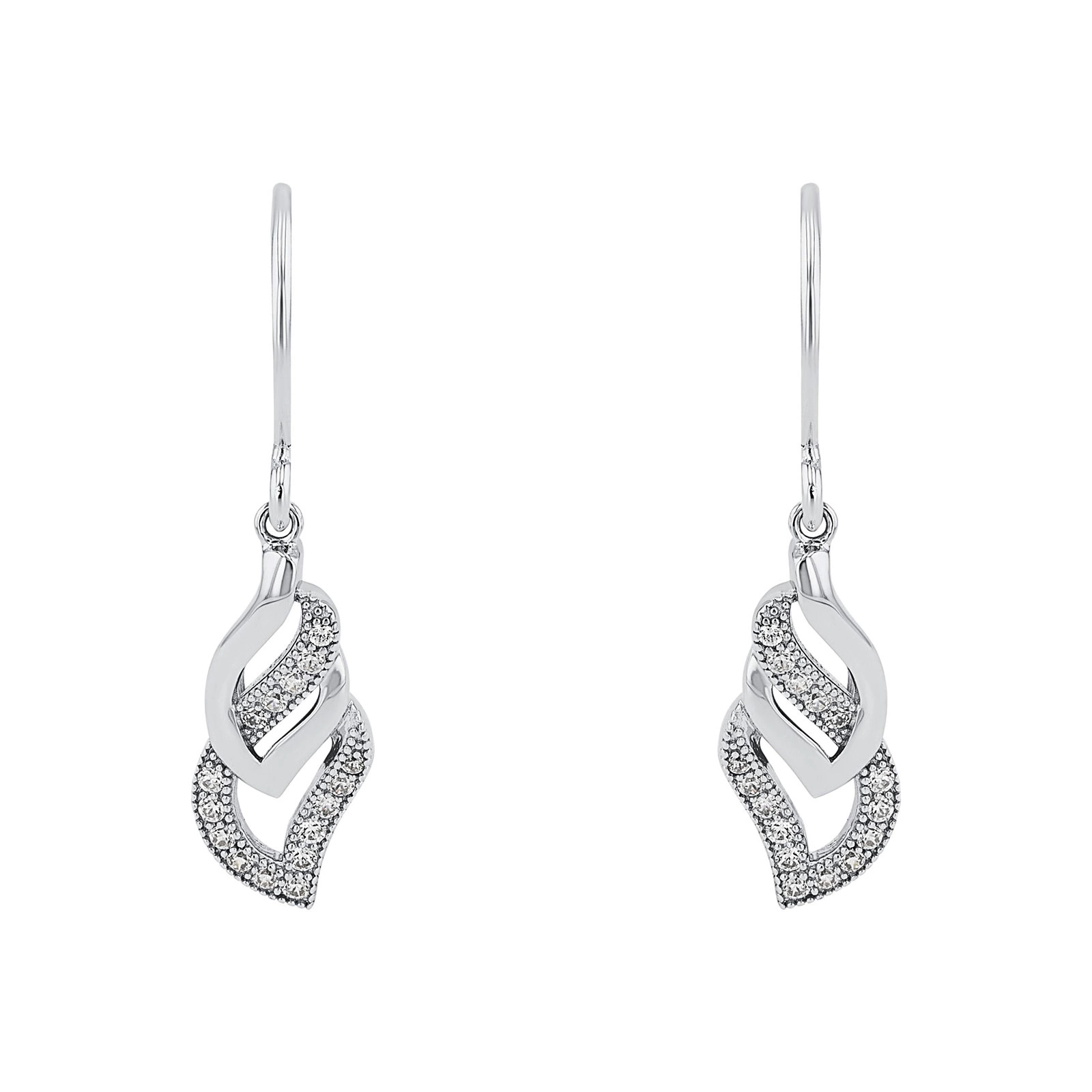 Silverörhängen, krokar mönstrade blad - 21 mm