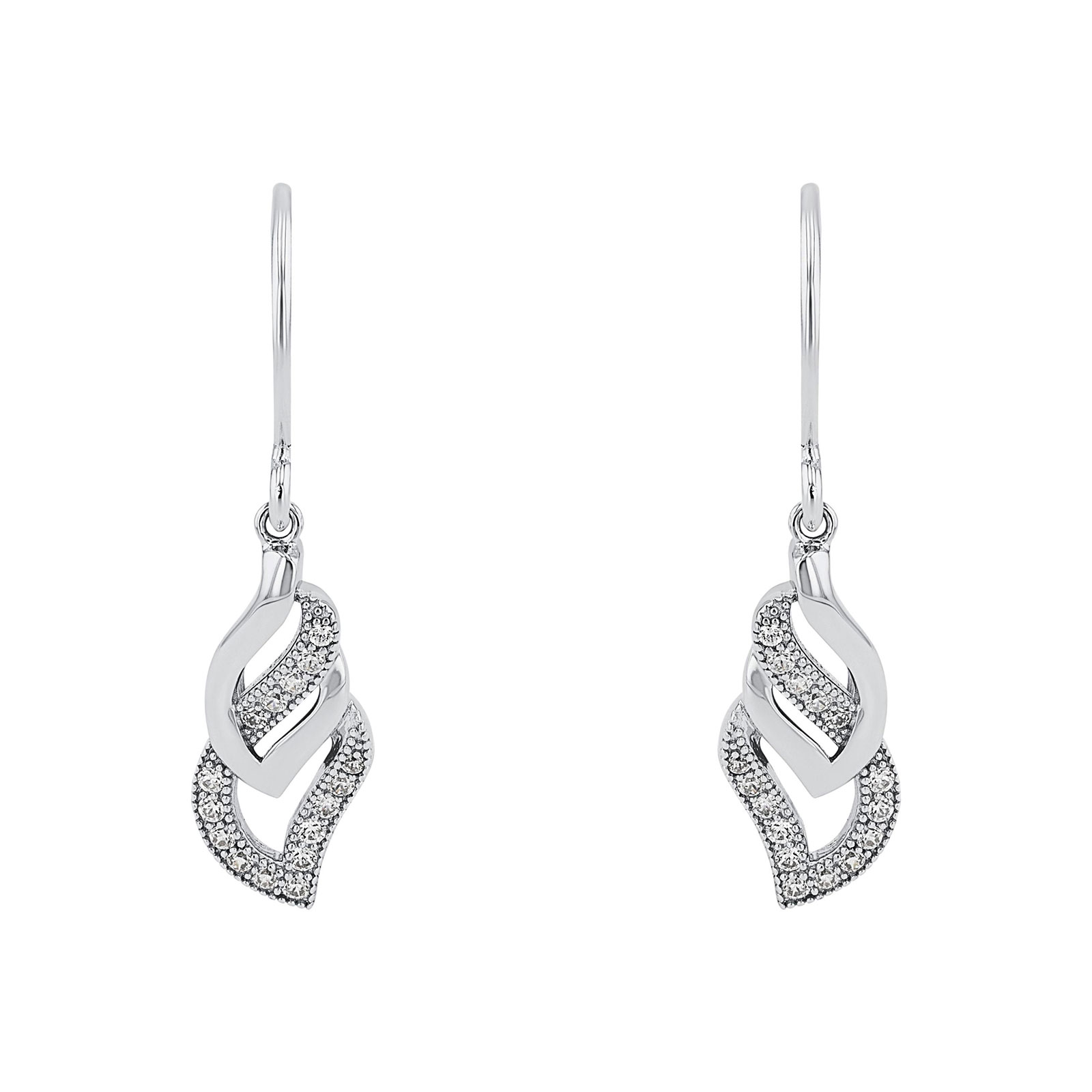 Silverörhängen, krokar mönstrade blad - 21 mm