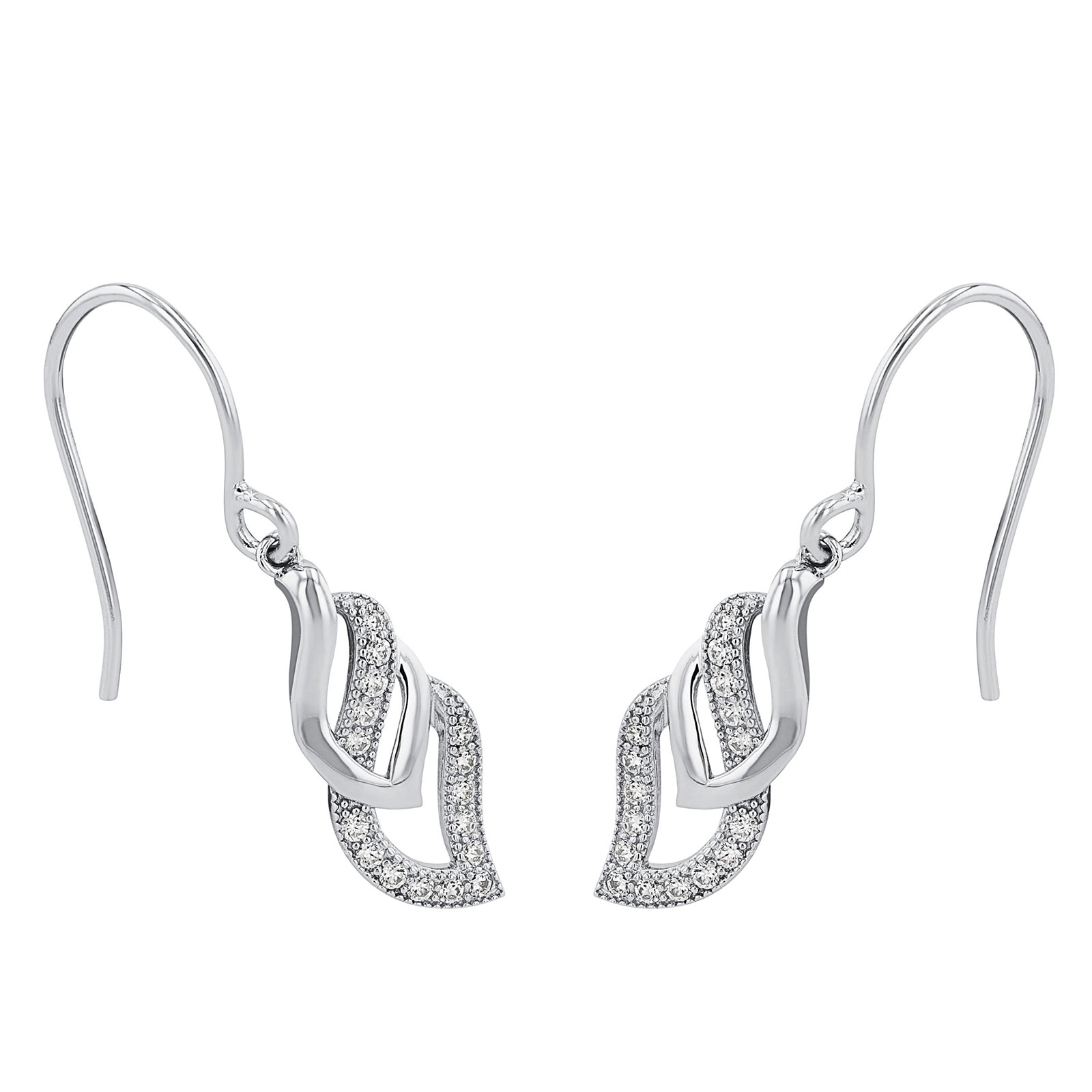 Silverörhängen, krokar mönstrade blad - 21 mm