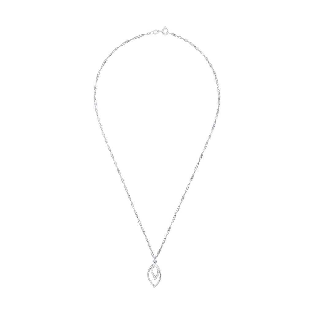 Silverhalsband, droppe med vita stenar - 45 cm