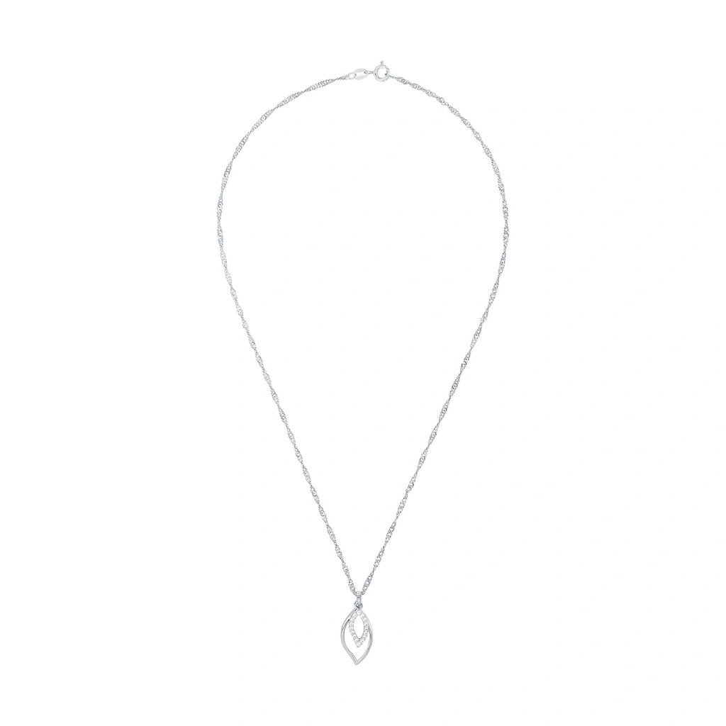 Silverhalsband, droppe med vita stenar - 45 cm