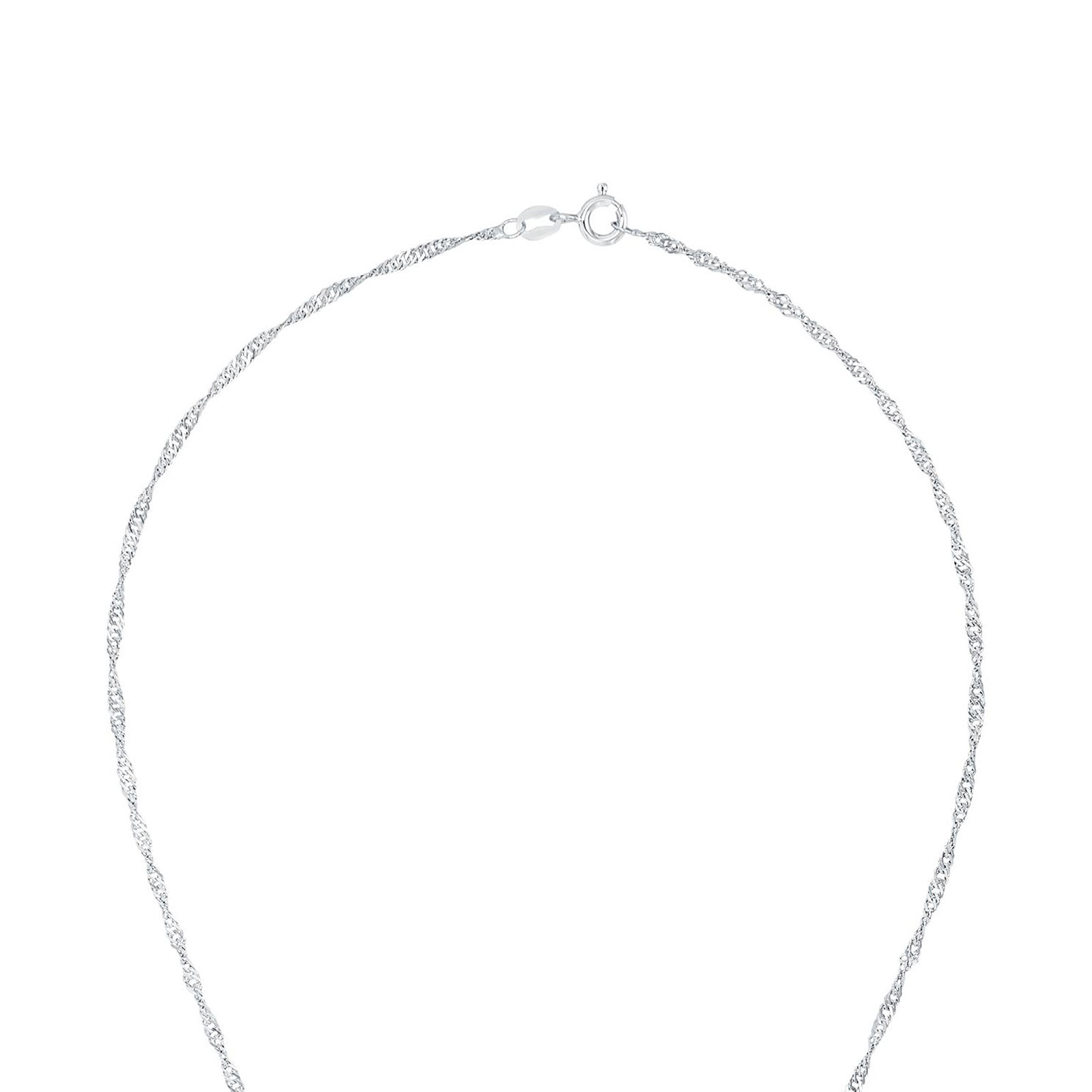Silverhalsband, droppe med vita stenar - 45 cm