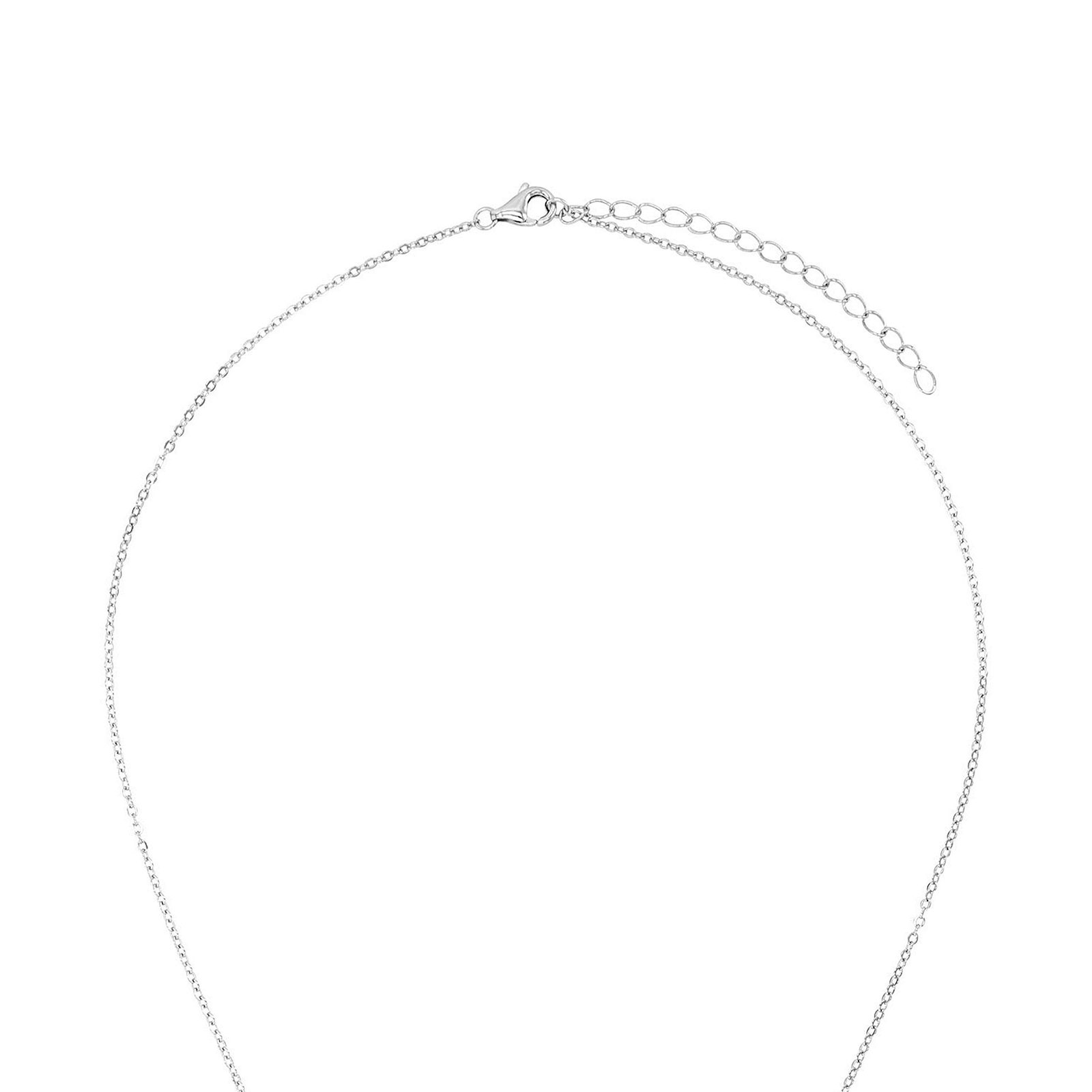 Silverhalsband, rektangel med vita stenar - 45–50 cm