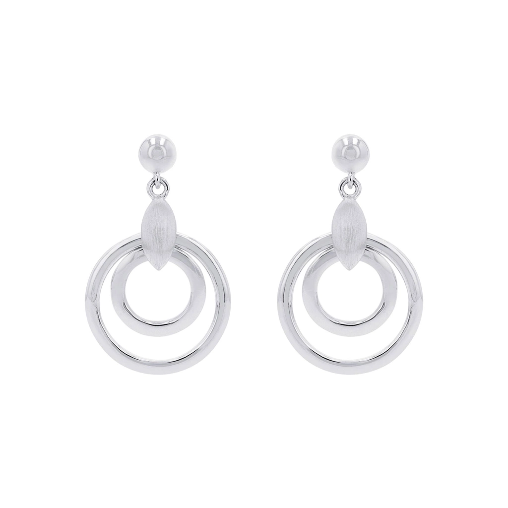 Silverörhängen, hängande dubbla cirklar - 27 mm
