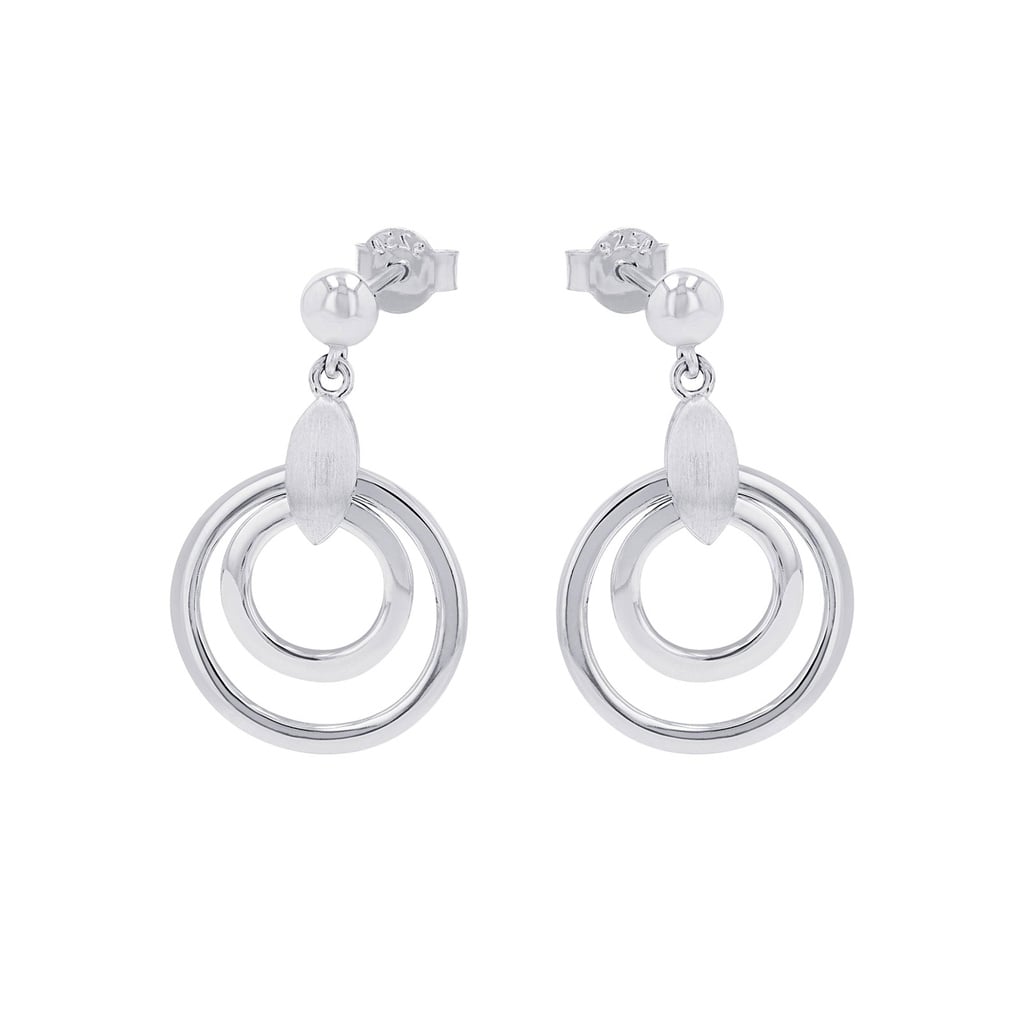 Silverörhängen, hängande dubbla cirklar - 27 mm