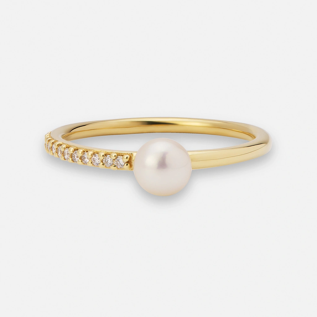 Je t´aime 18K guldring - Perle d'Huître Lumière Akoya