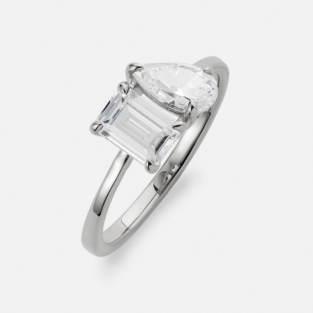 Je t´aime 18K ring vitguld - Toi et moi