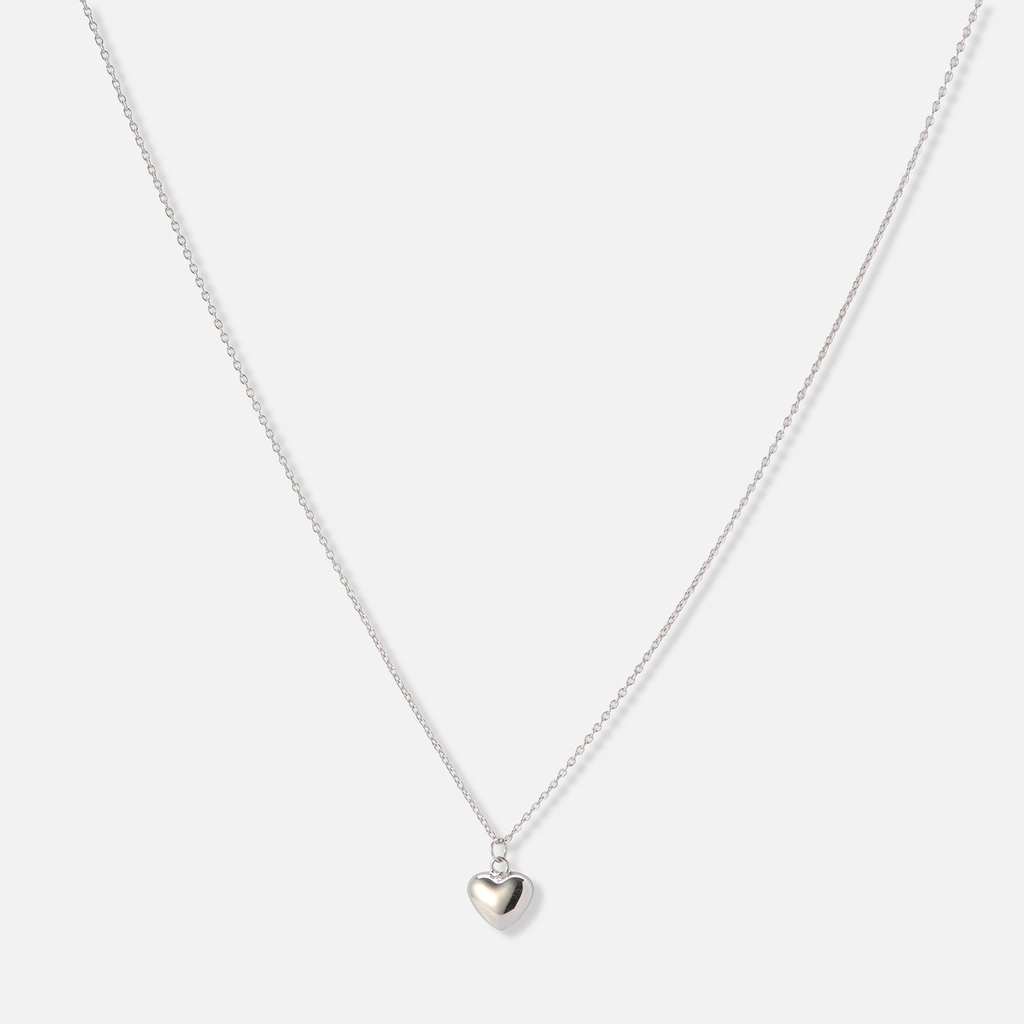 Silverhalsband, kedja med 10 mm hjärta - 42+3cm