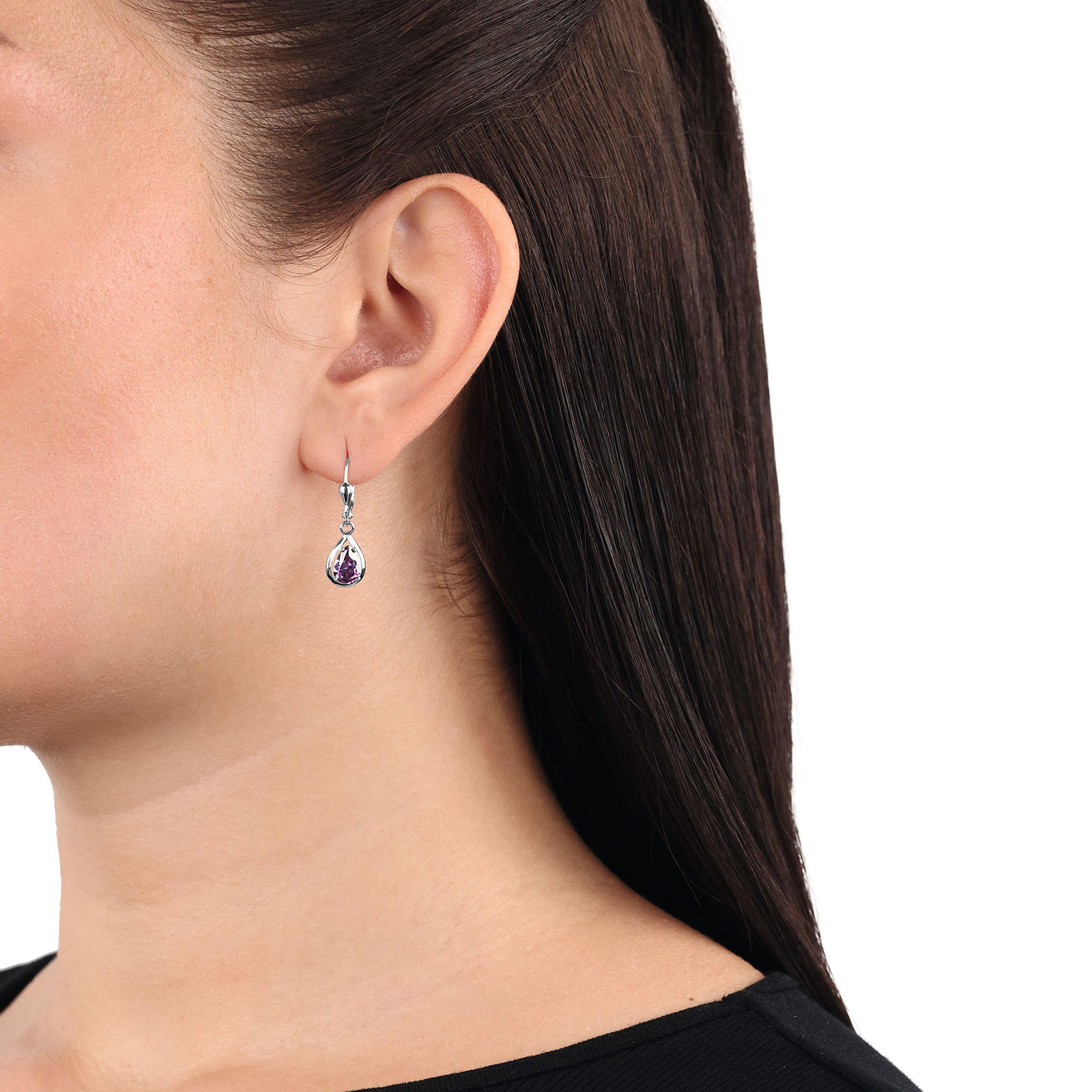 Örhängen 925 Sterling Silver - Lila Zirkonia