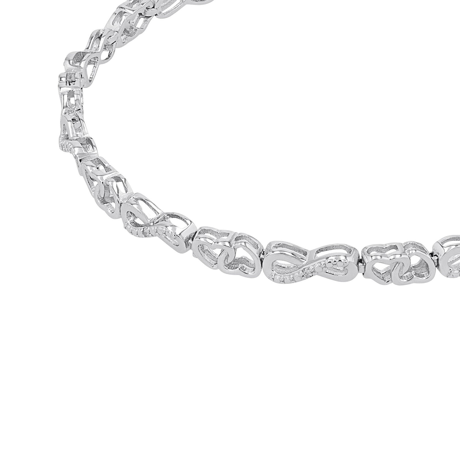 Silverarmband, ankarlänk med hjärtan och infinitysymbol - 19–21 cm