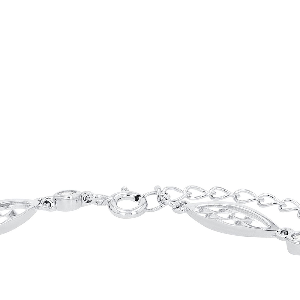 Silverarmband, länk med fasetterade ovaler och stenar - 16–20 cm