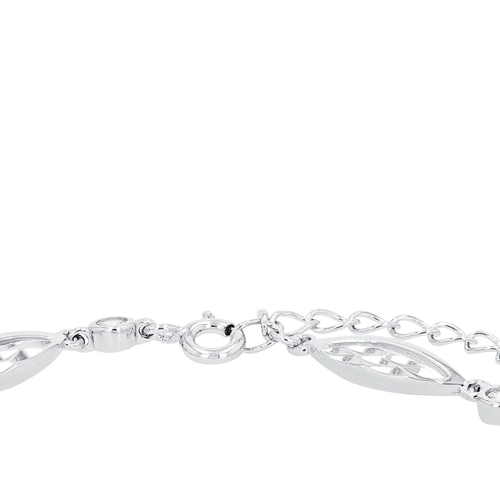 Silverarmband, länk med fasetterade ovaler och stenar - 16–20 cm