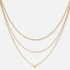 3-radigt guldpläterat stålhalsband, Kubisk Zirkonia - 35,5+5cm