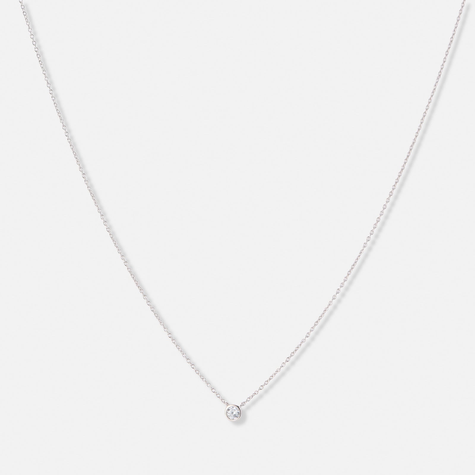 Silverhalsband, solitär vit Kubisk Zirkonia - 42+3cm