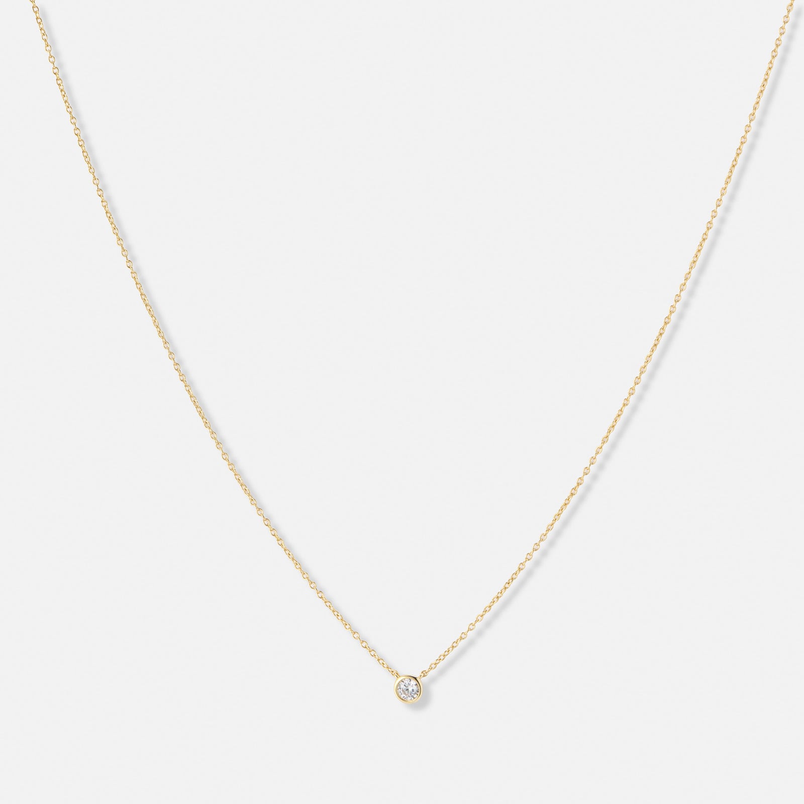 Guldpläterat silverhalsband, solitär vit Kubisk Zirkonia - 42+3cm