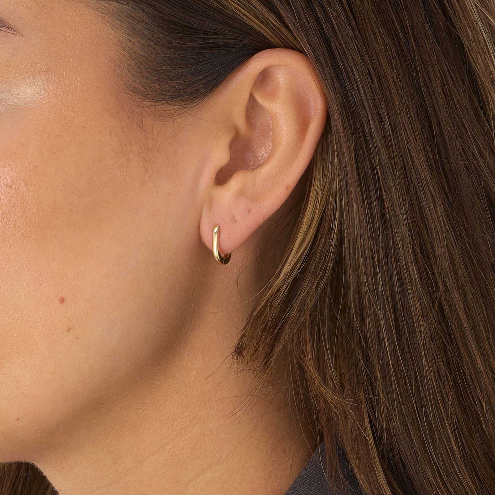 Guldpläterade silverörhängen, rektangulära hoops - 10x12mm