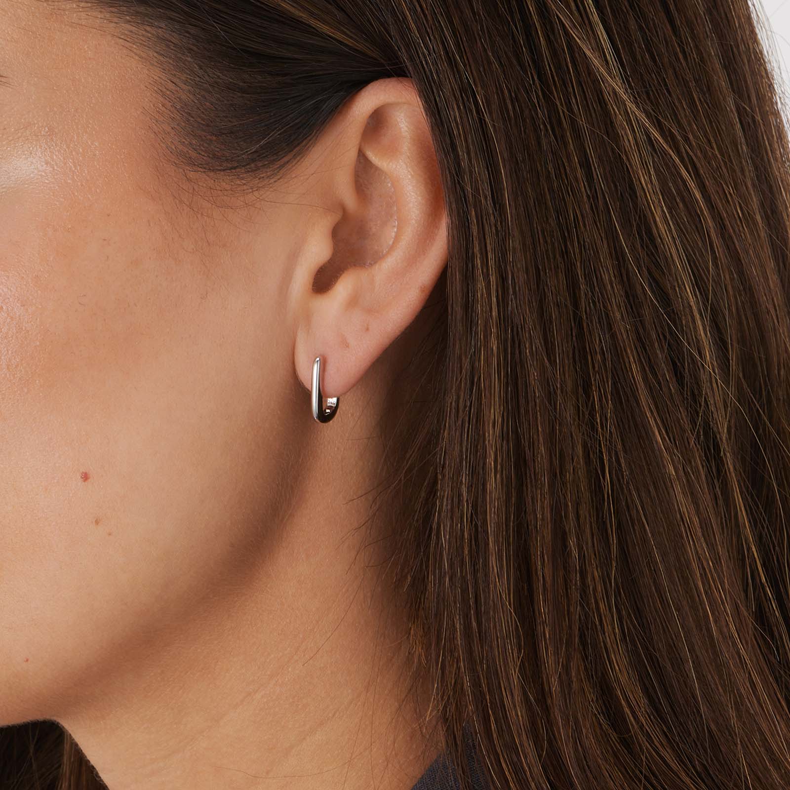 Silverörhängen, rektangulära hoops - 10x14mm