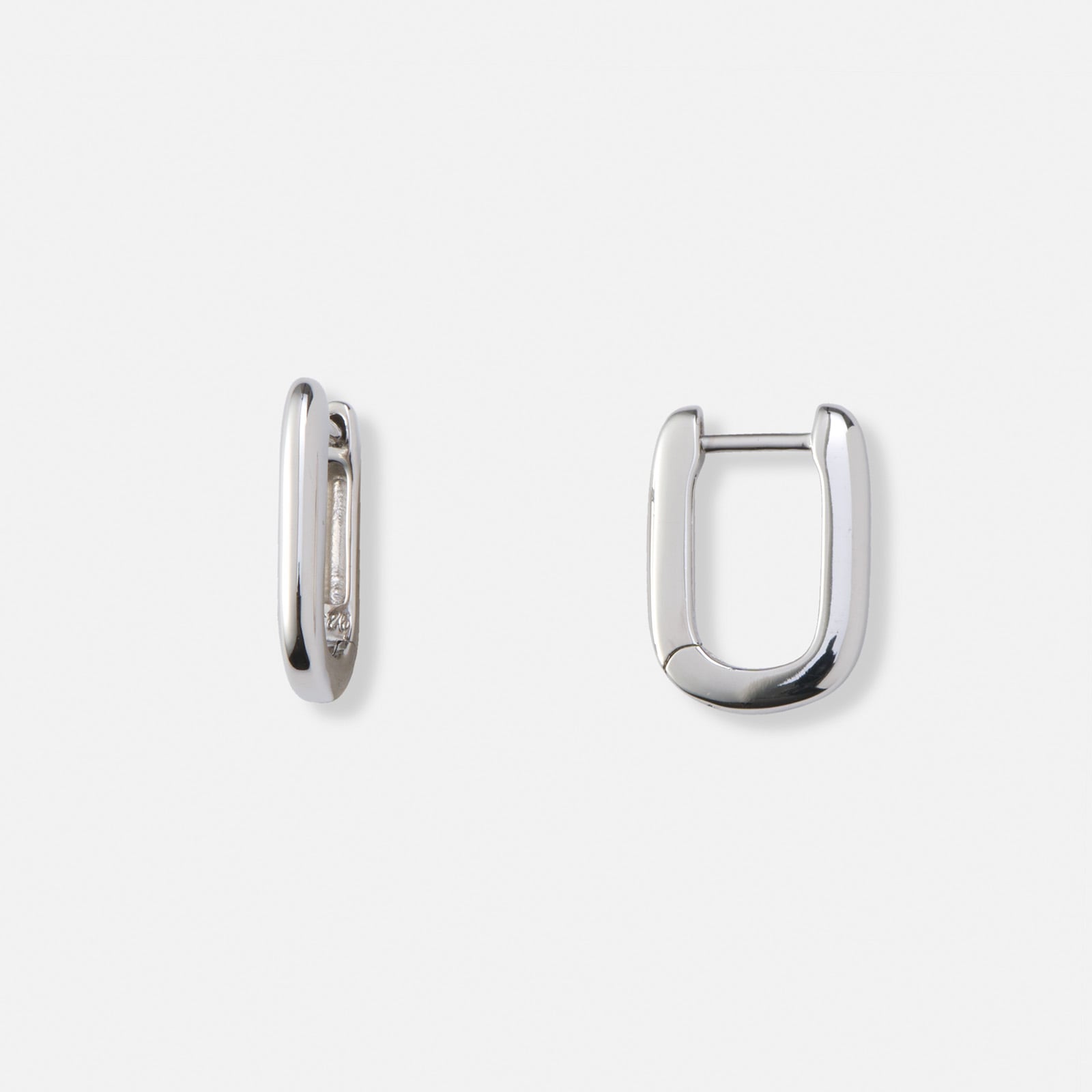 Silverörhängen, rektangulära hoops - 10x14mm