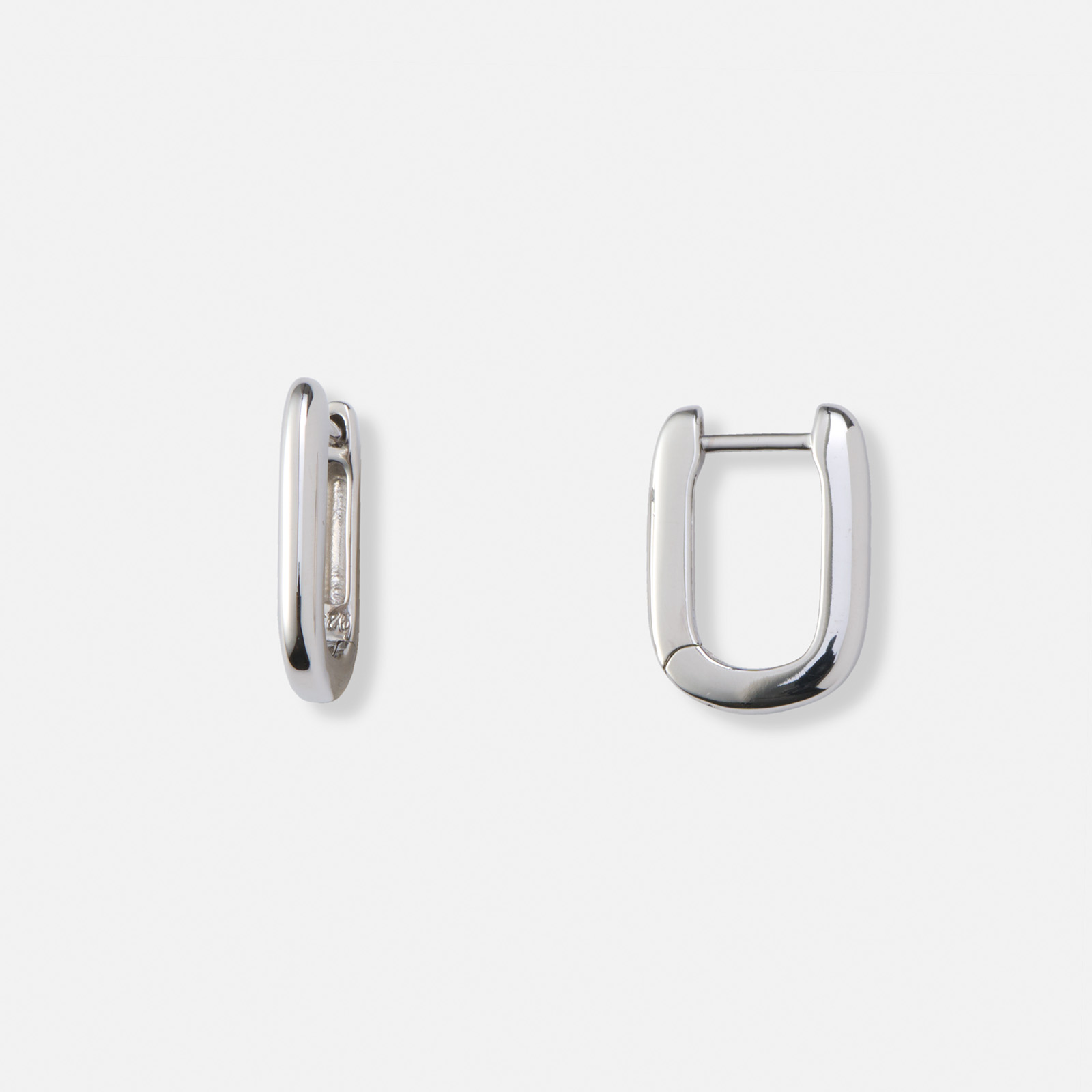 Silverörhängen, rektangulära hoops - 10x14mm