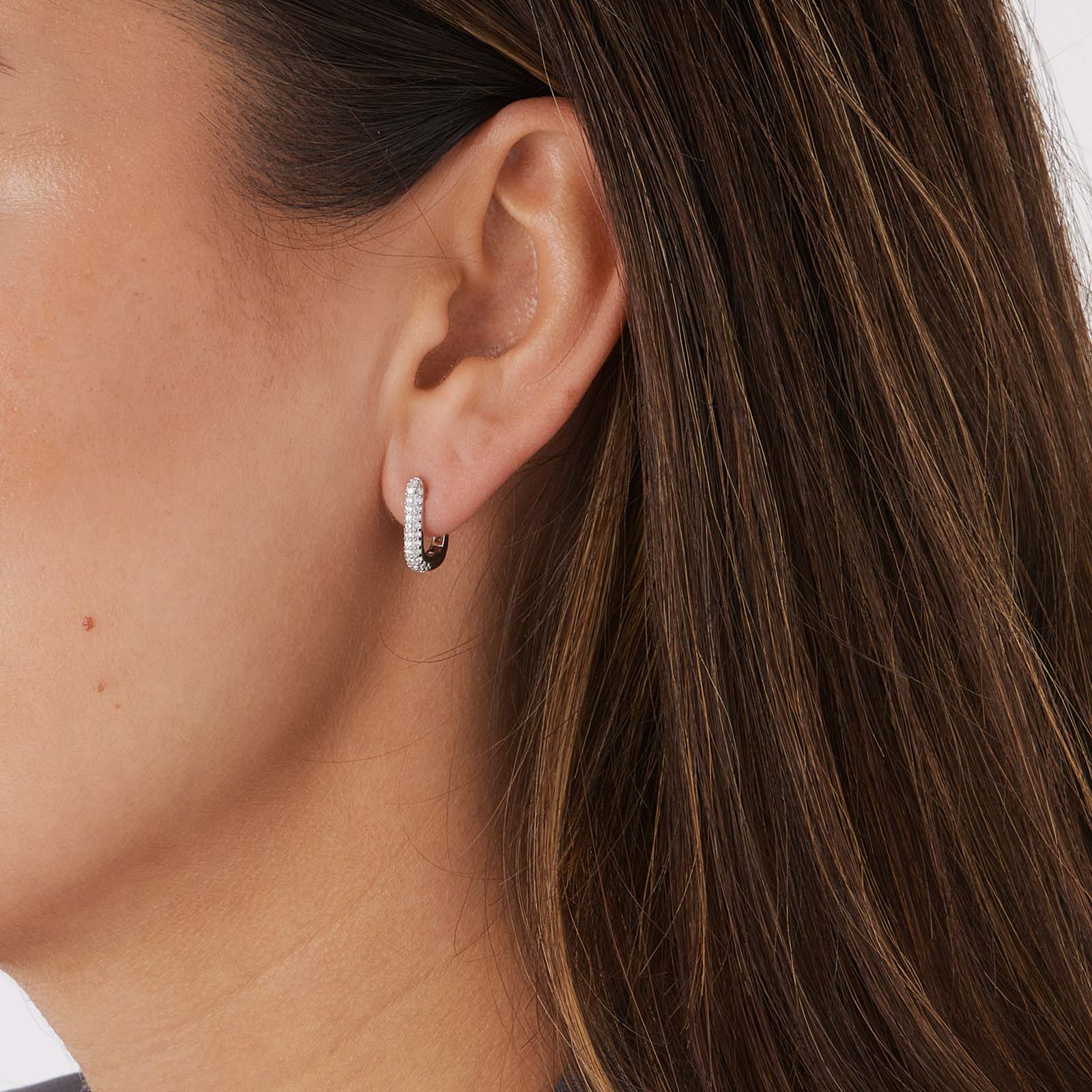 Silverörhängen, rektangulära hoops m stenar - 10x14mm