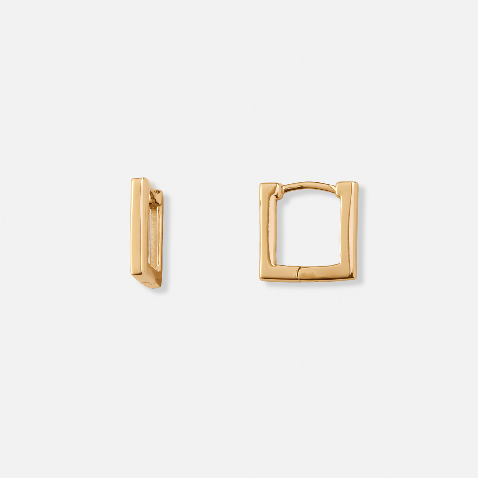 Guldpläterade silverörhängen, fyrkantiga hoops - 14mm