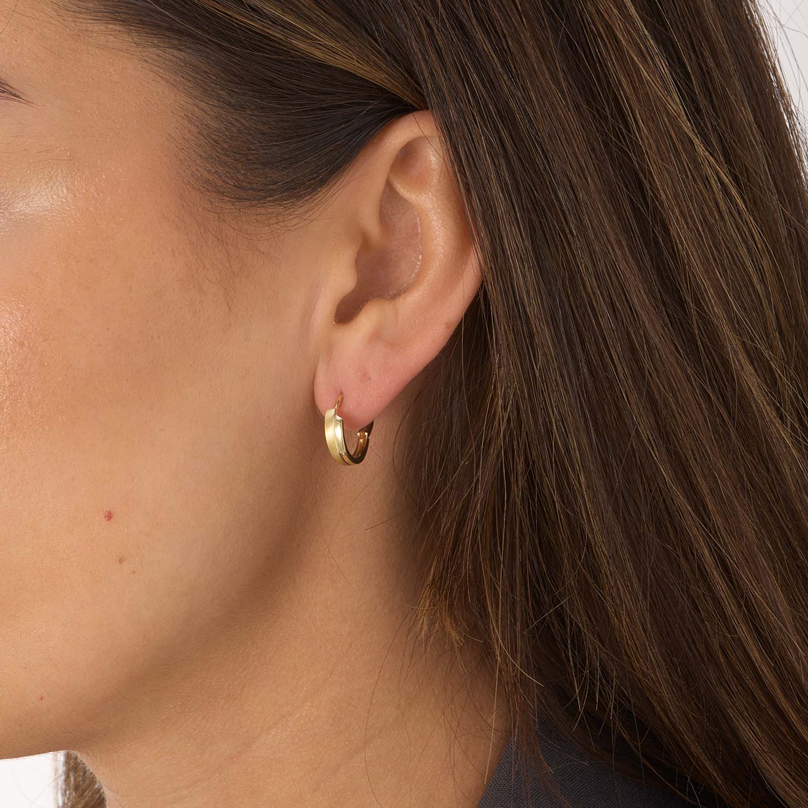 Guldpläterade silverörhängen, hoops matt & blank - 14mm