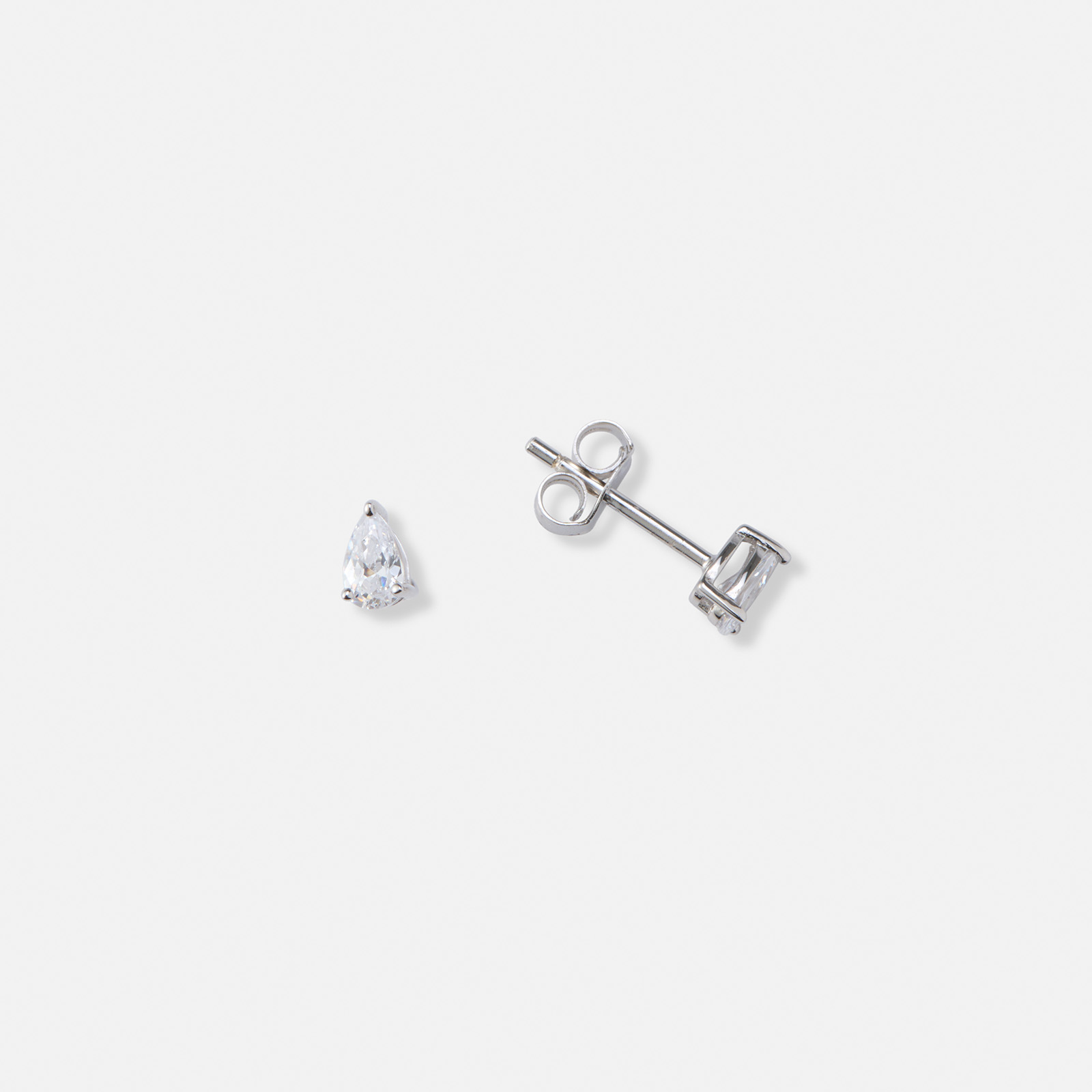 Silverörhängen, studs droppformad Kubisk Zirkonia - 5x3mm