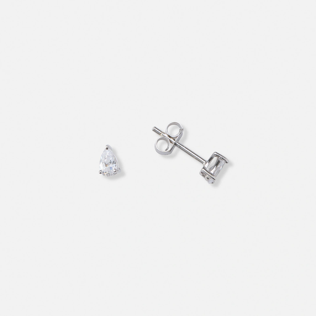 Silverörhängen, studs droppformad Kubisk Zirkonia - 5x3mm