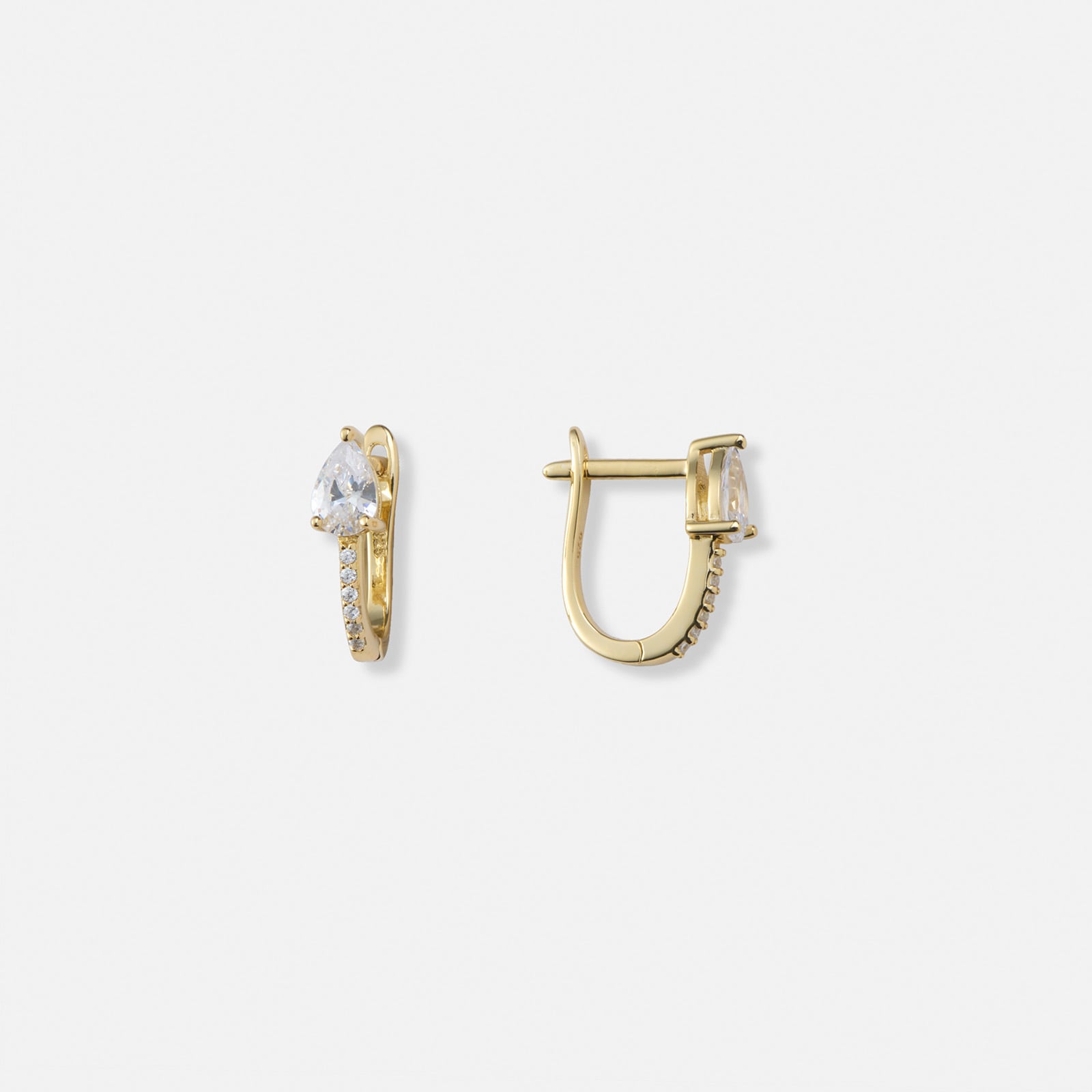 Guldpläterade silverörhängen, droppformade Kubisk Zirkonia - 12mm