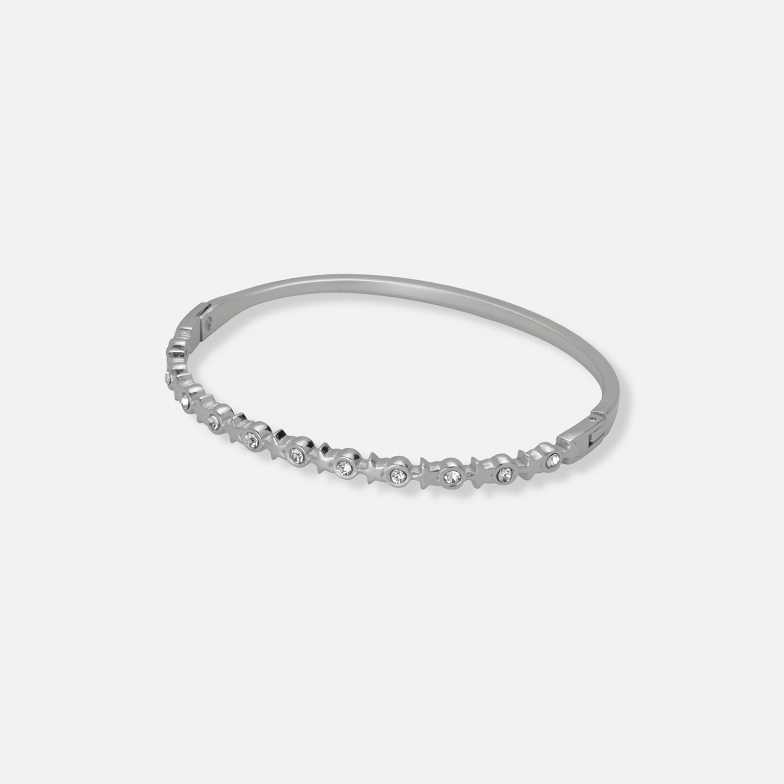 Stålarmband, bangle med stjärnor och stenar - 61mm omkrets