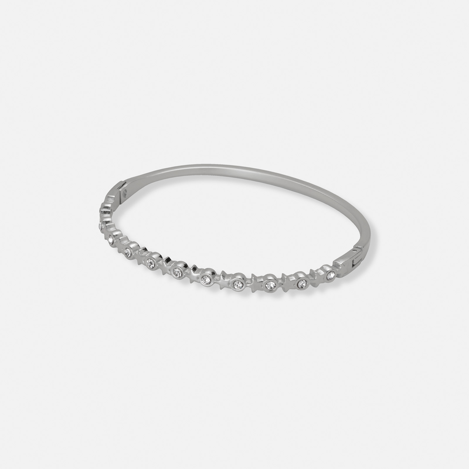 Stålarmband, bangle med stjärnor och stenar - 61mm omkrets