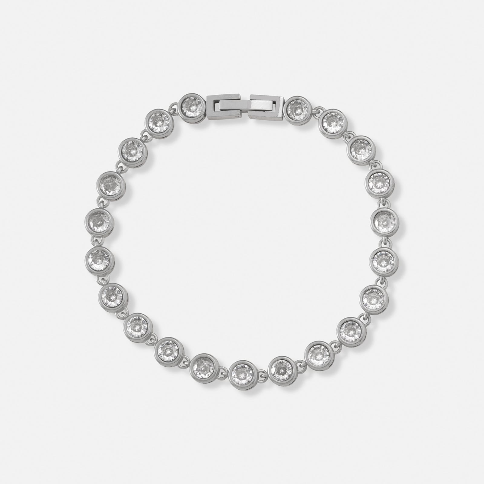 Stålarmband med runda Kubisk Zirkonia - 17,5cm