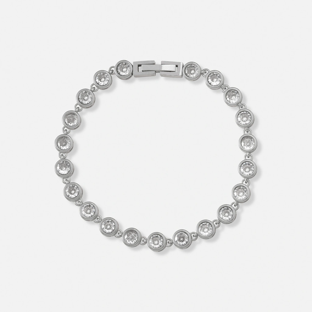 Stålarmband med runda Kubisk Zirkonia - 17,5cm