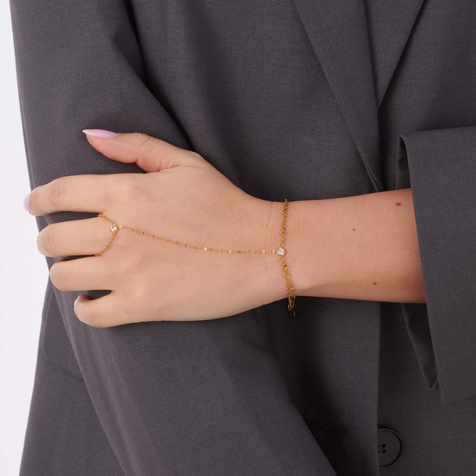 Ringarmband i guldpläterat stål - 16+3cm