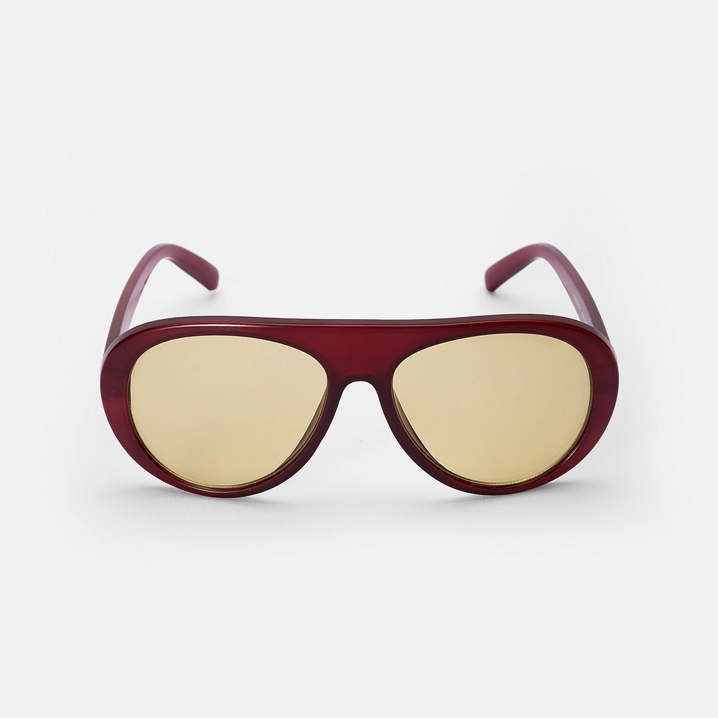 Solglasögon retro Pilot, vinröd/brun