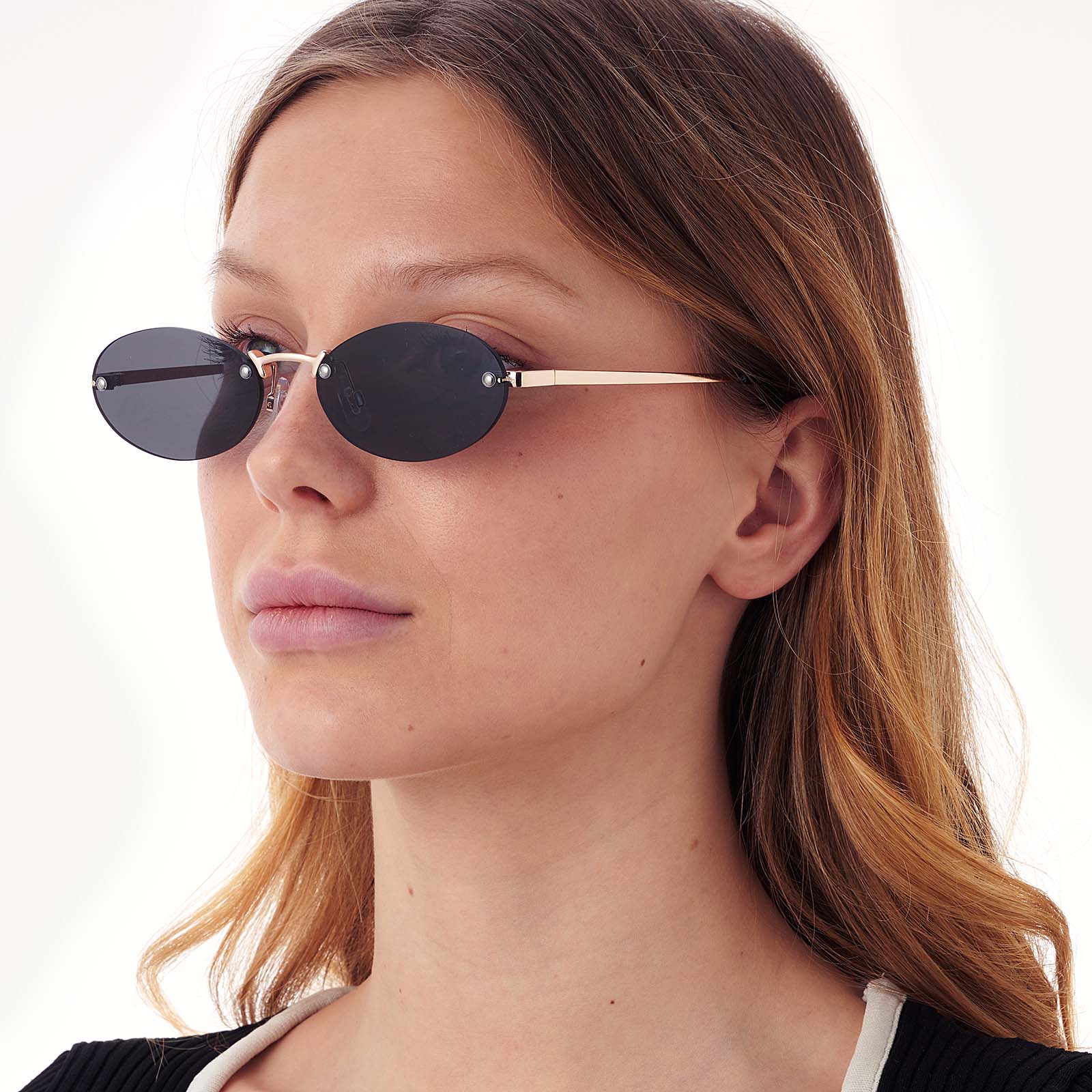 Solglasögon utan ram, guld/svart