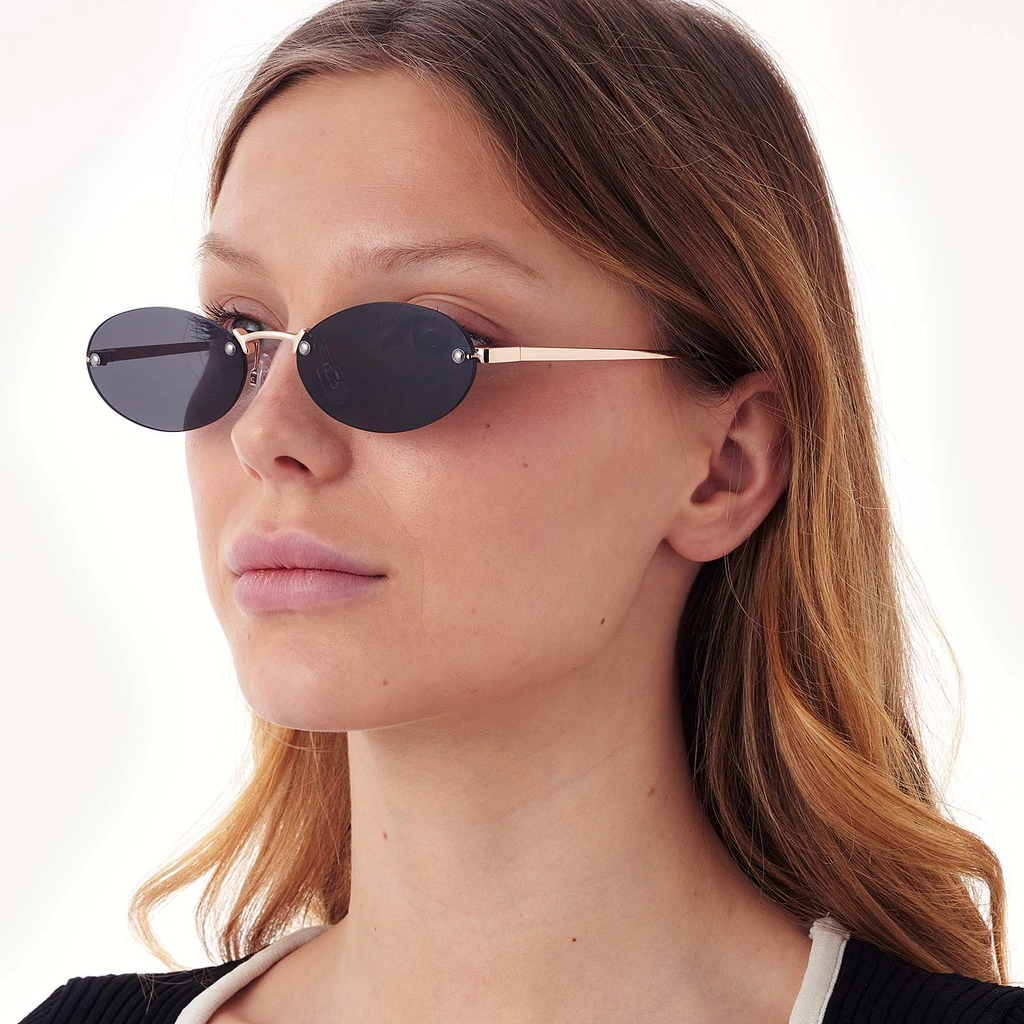 Solglasögon utan ram, guld/svart