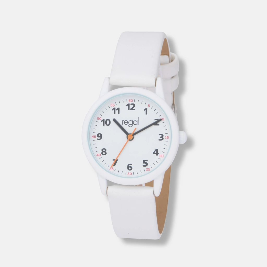 Regal barnklocka, vit tavla & band - 28mm