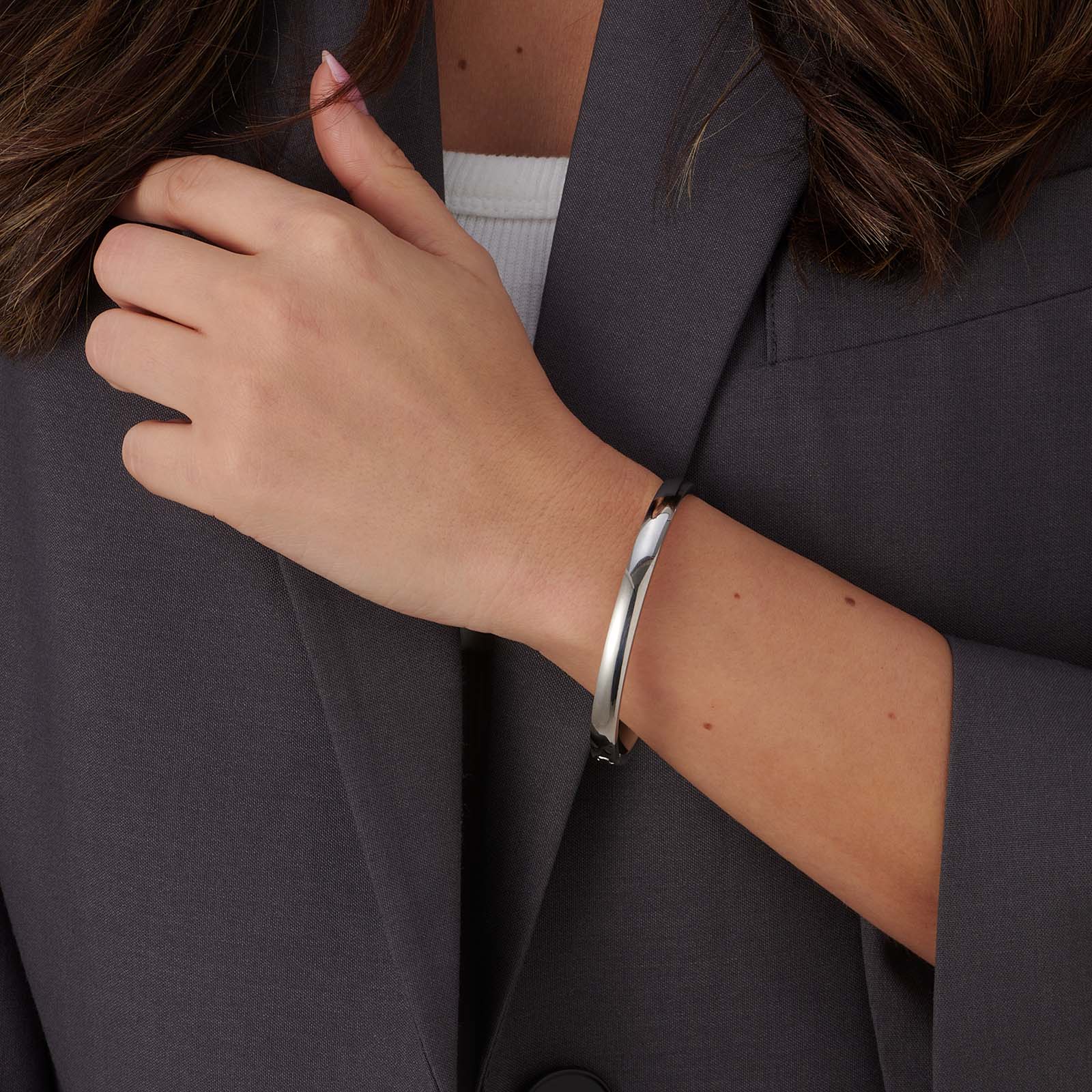 Stålarmband, slät bangle - 6mm bred