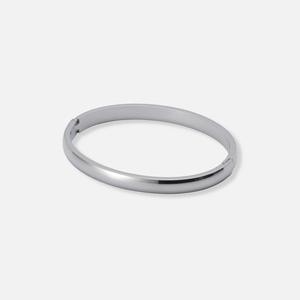 Stålarmband, slät bangle - 6mm bred