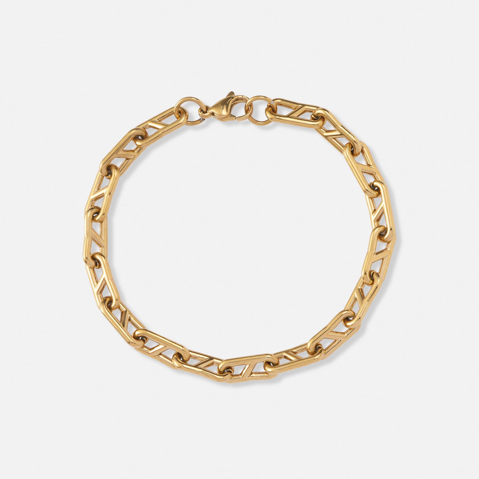 Guldpläterat stålarmband ankarlänk - 21,5cm