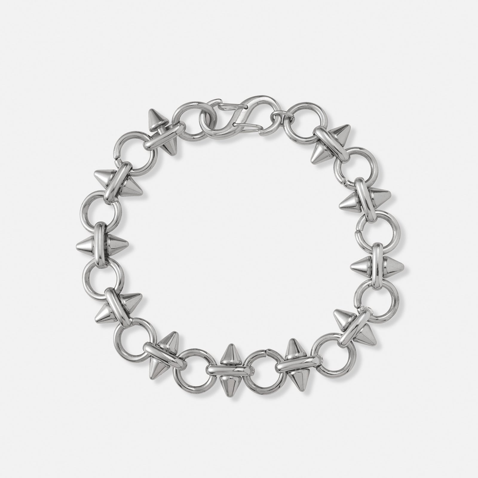 Stålarmband med nitar och ringar - 22cm