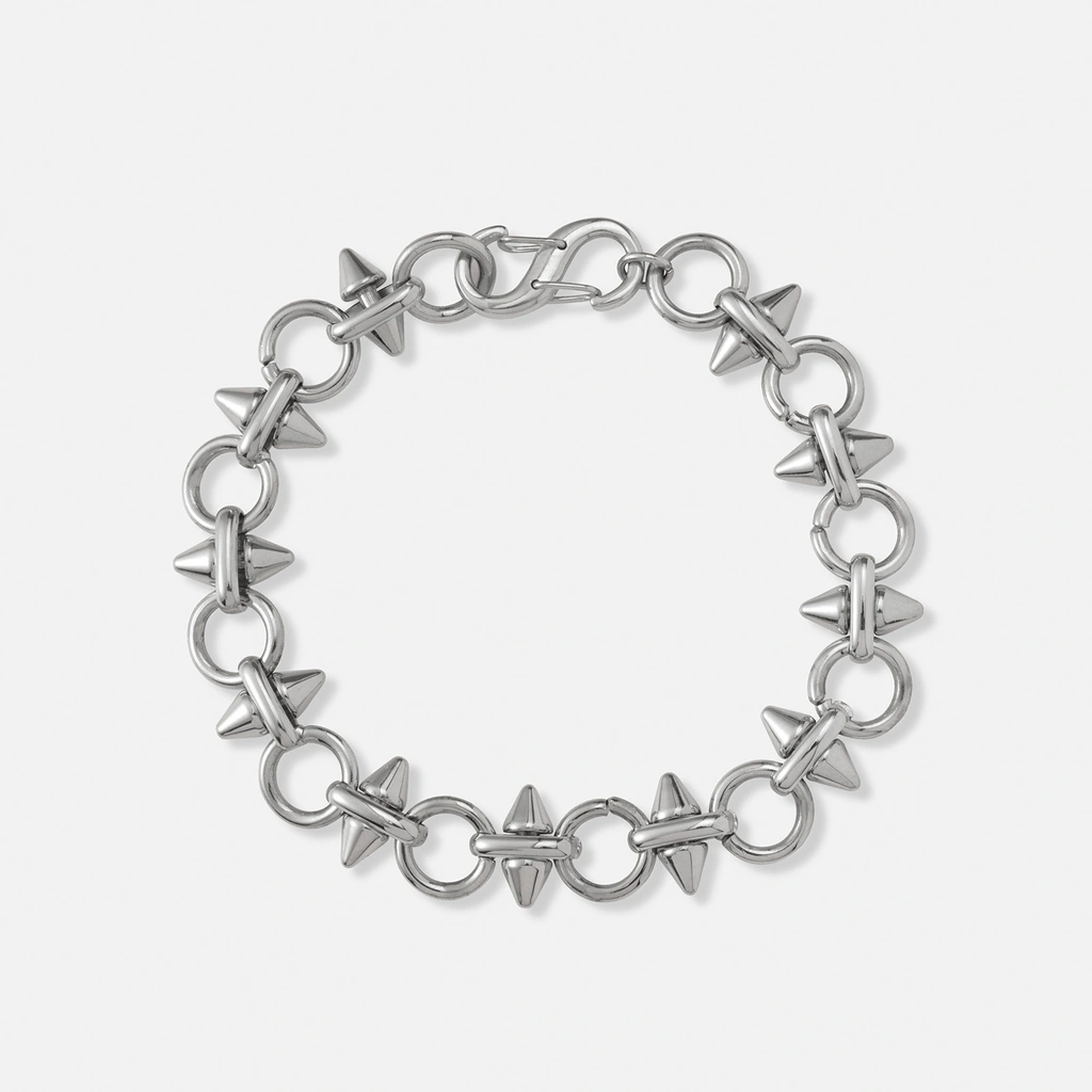 Stålarmband med nitar och ringar - 22cm