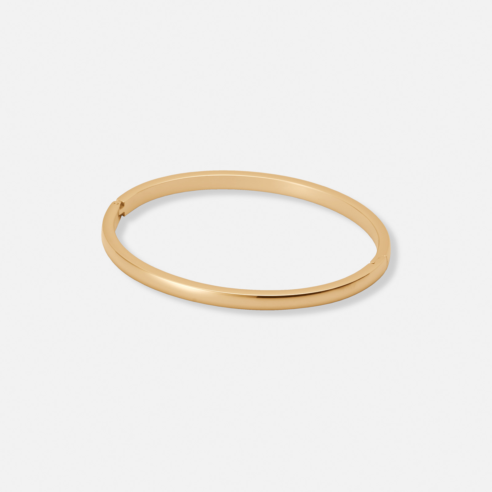 Guldpläterat stålarmband, slät bangle - 4mm bred