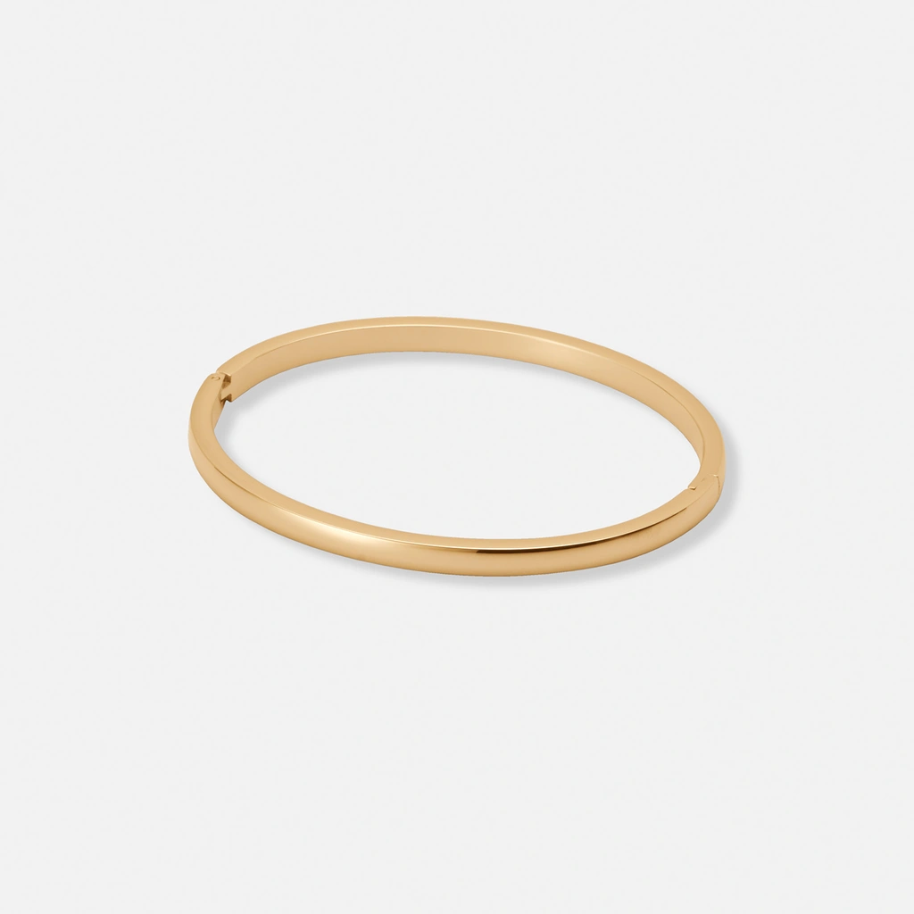 Guldpläterat stålarmband, slät bangle - 4mm bred