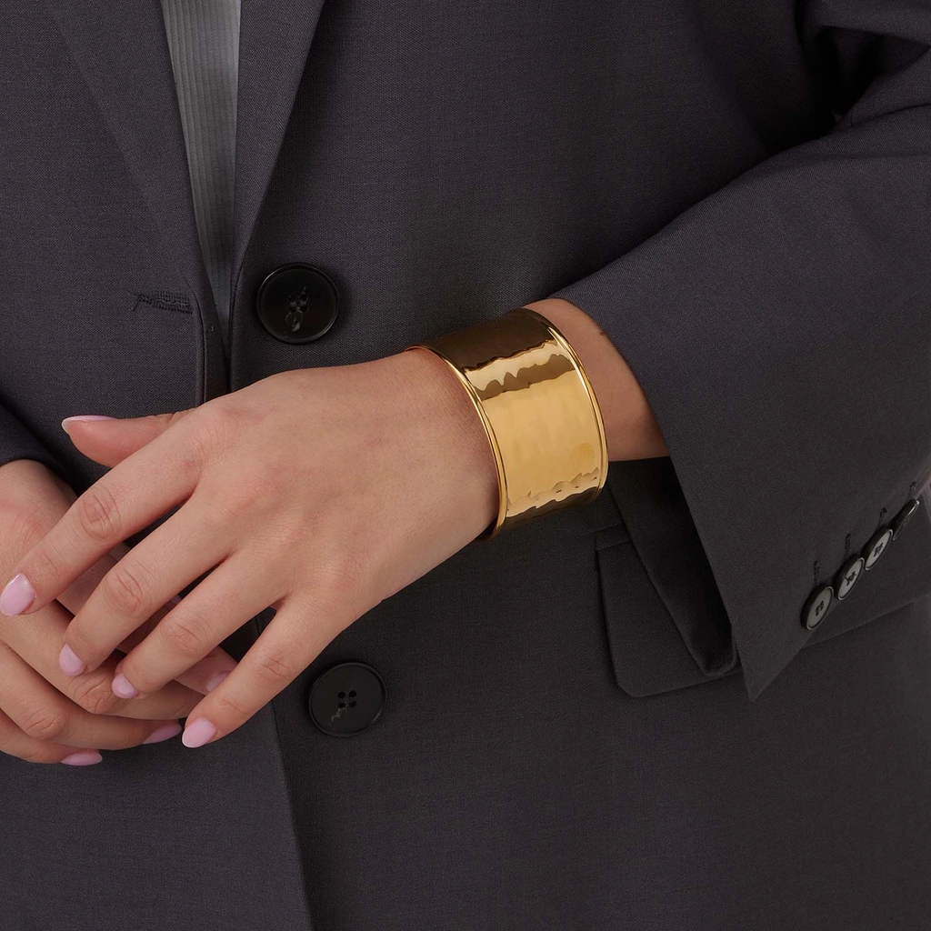 Guldpläterat stålarmband, bangle - 36mm bred