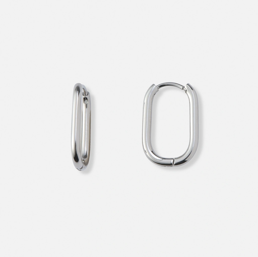 Stålörhängen, ovala hoops - 12x18mm
