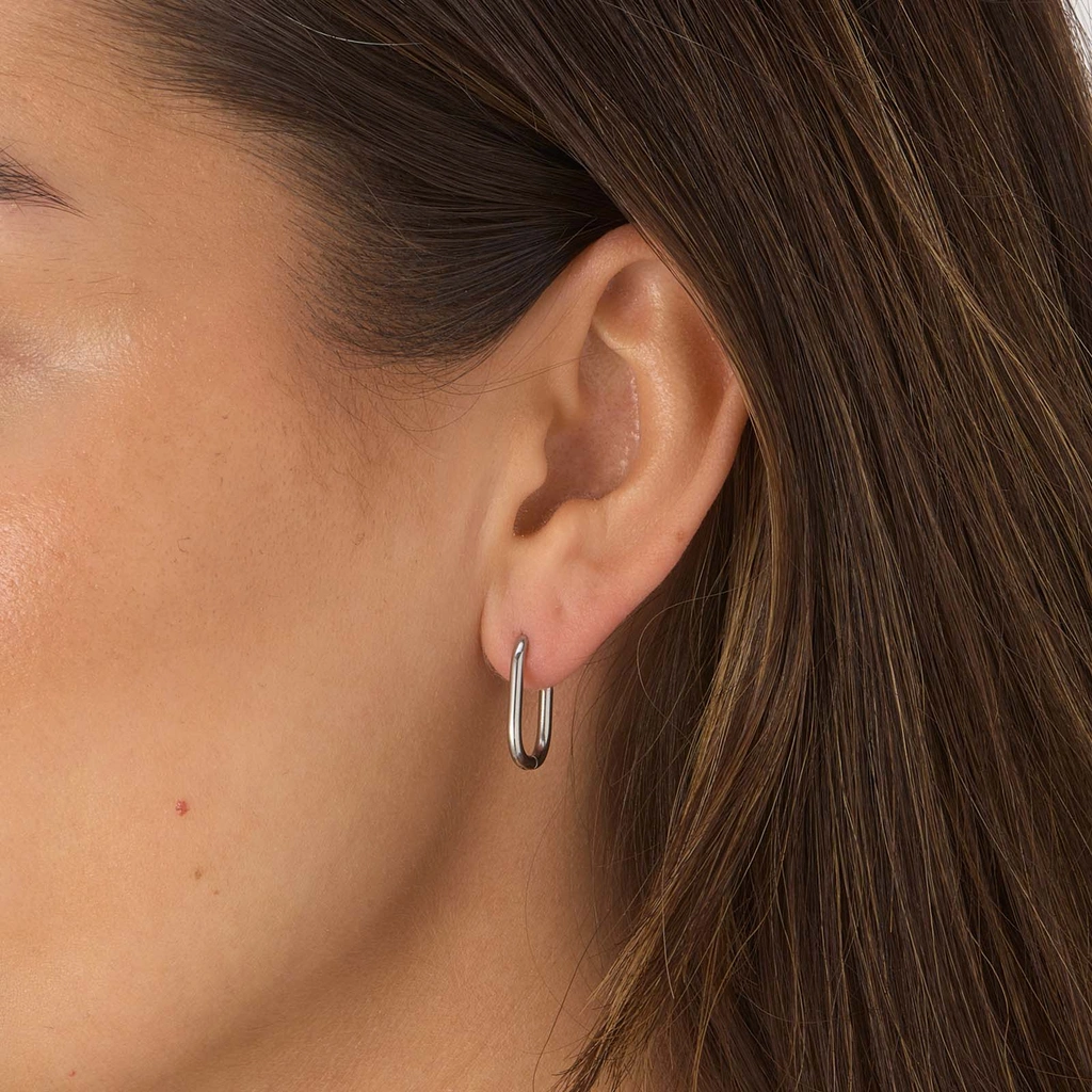 Stålörhängen, ovala hoops - 12x18mm