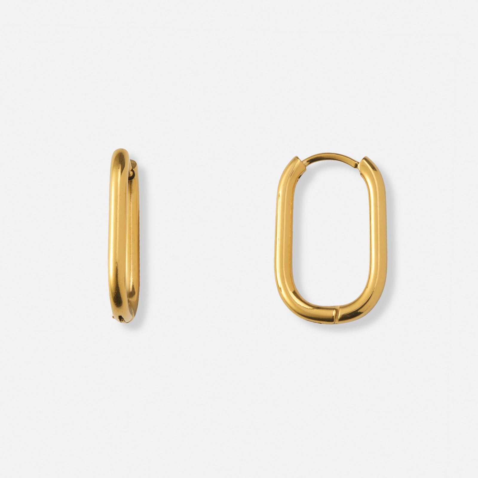 Guldpläterade stålörhängen, ovala hoops - 12x18mm